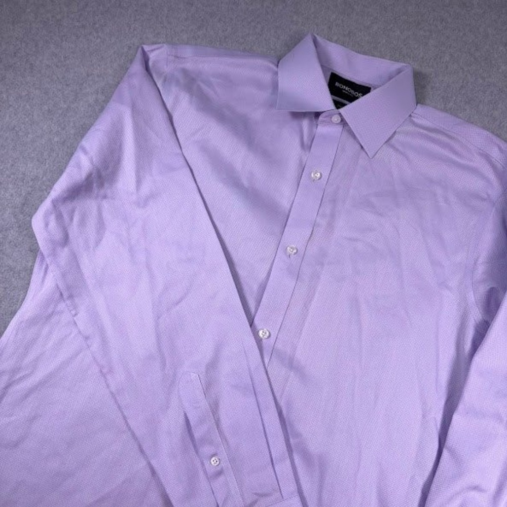 Bonobos‎ Dress Shirt Mens 16 36 Purple Solid Standard Fit Wrinkle-Free